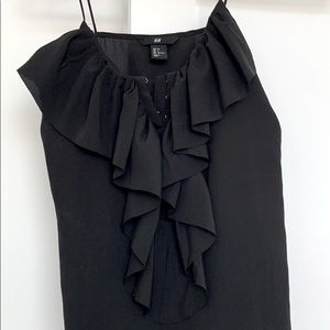 Black tank top with ruffles